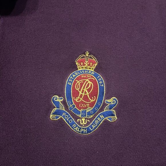 Polo Ralph Lauren Vintage 90s Rugby #4 Crest Maroon Navy Shirt Men's Size XXL - Picture 5 of 9